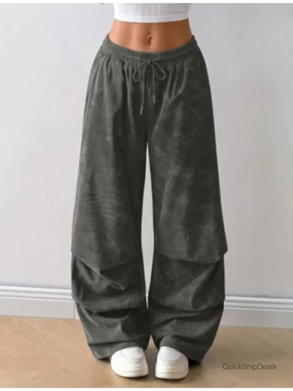 Retro Wide Leg Corduroy Pants with Pockets